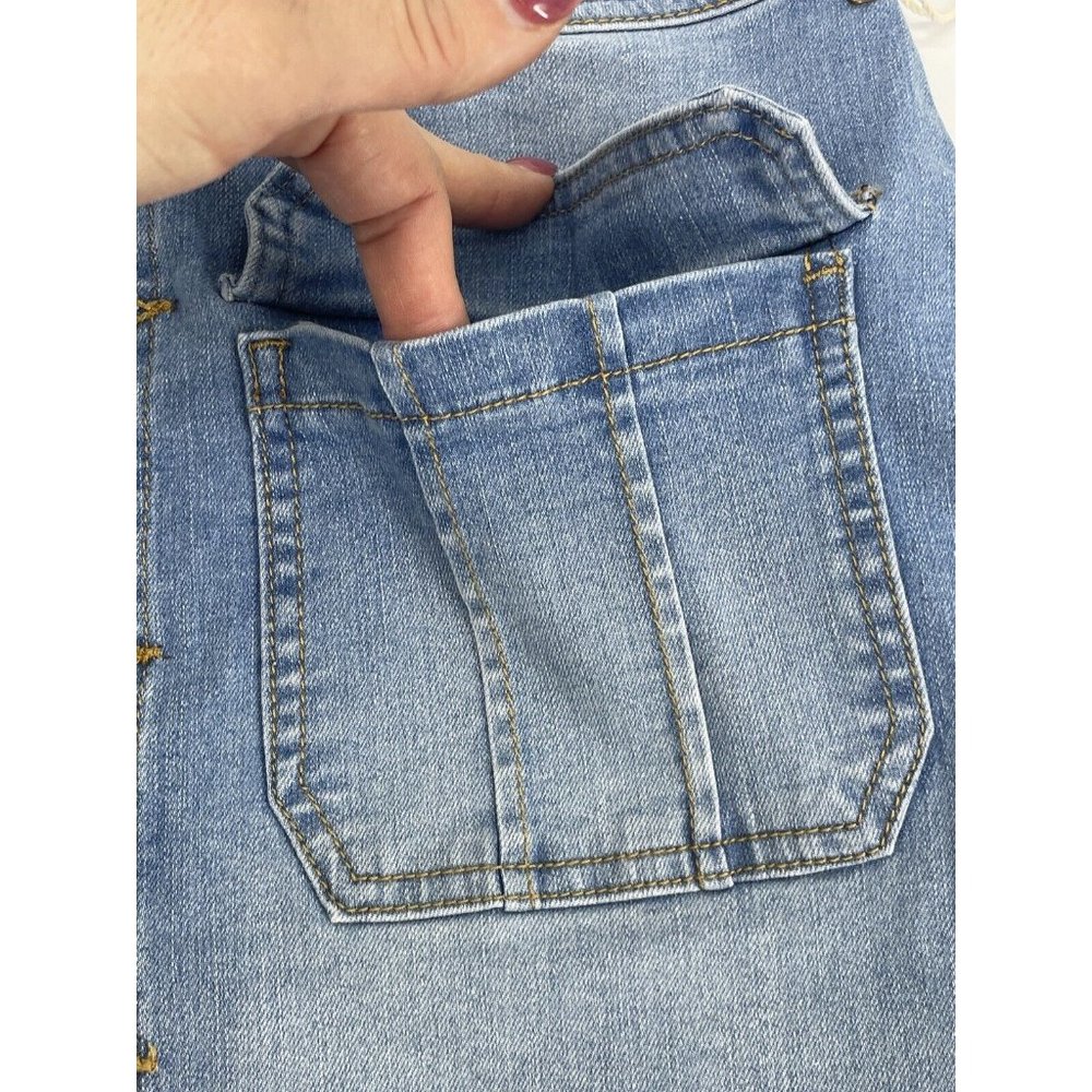 Blue Jean Denim Mini Skirt Button Front Pockets Size Medium Y2K - Picture 13 of 15
